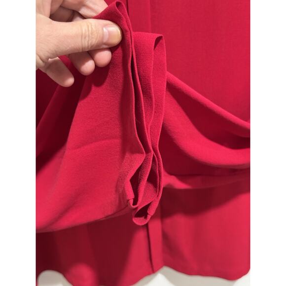 Eileen Fisher 100% Silk Georgette Crepe Red Long Sleeve Top Size Large NEW - Picture 3 of 7